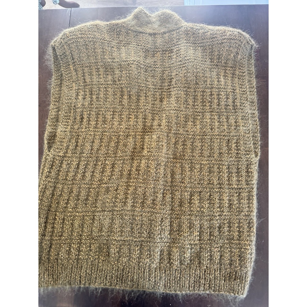 Sleeveless Sweater‎ Vest VTG 80s Mohair Brown Fuzzy Retro Chic Tailored Large - Picture 6 of 9